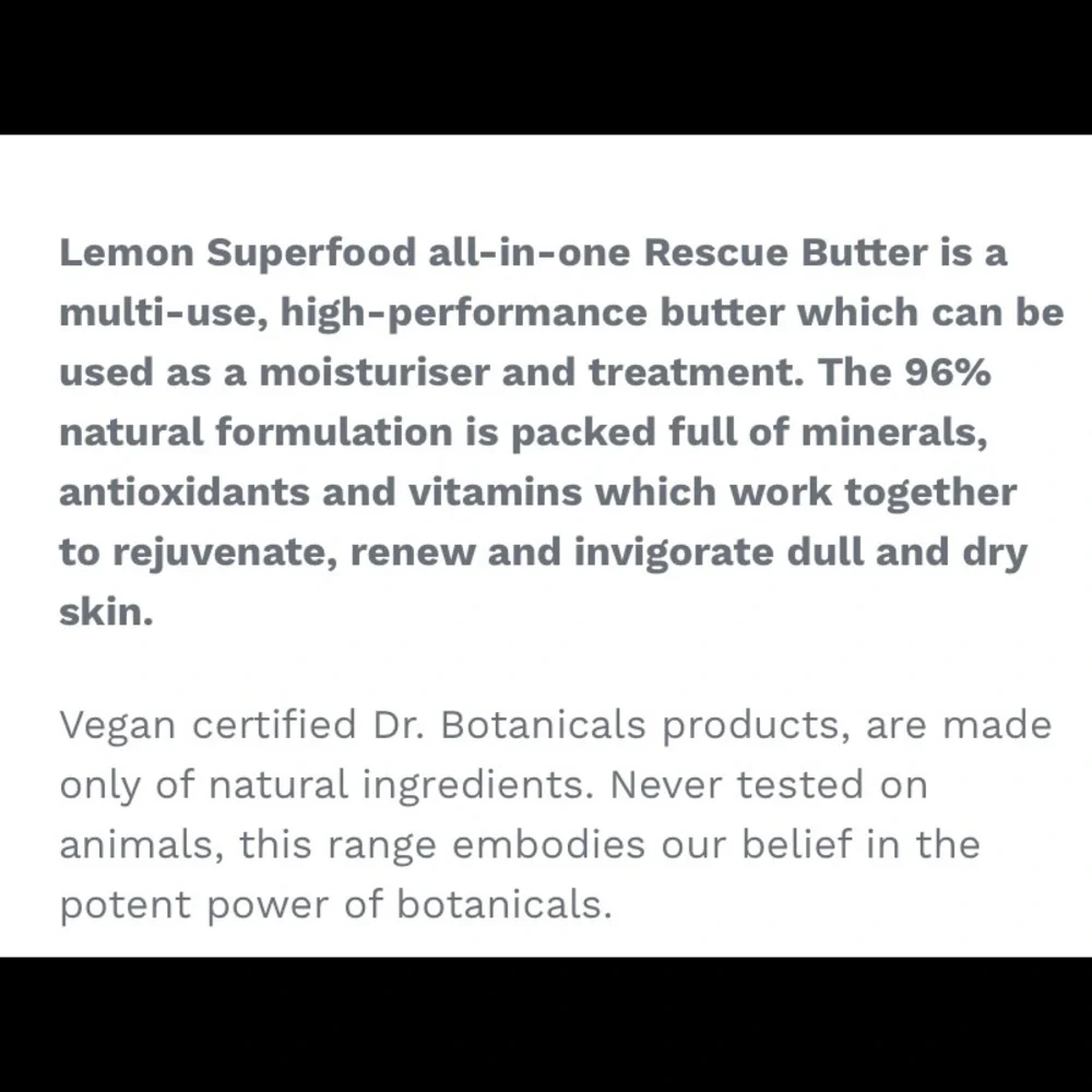 NWT Dr. Botanicals Lemon Superfood  Rescue Butter